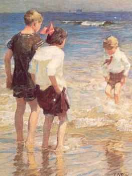Edward Henry Potthast : Children at Shore No. 3